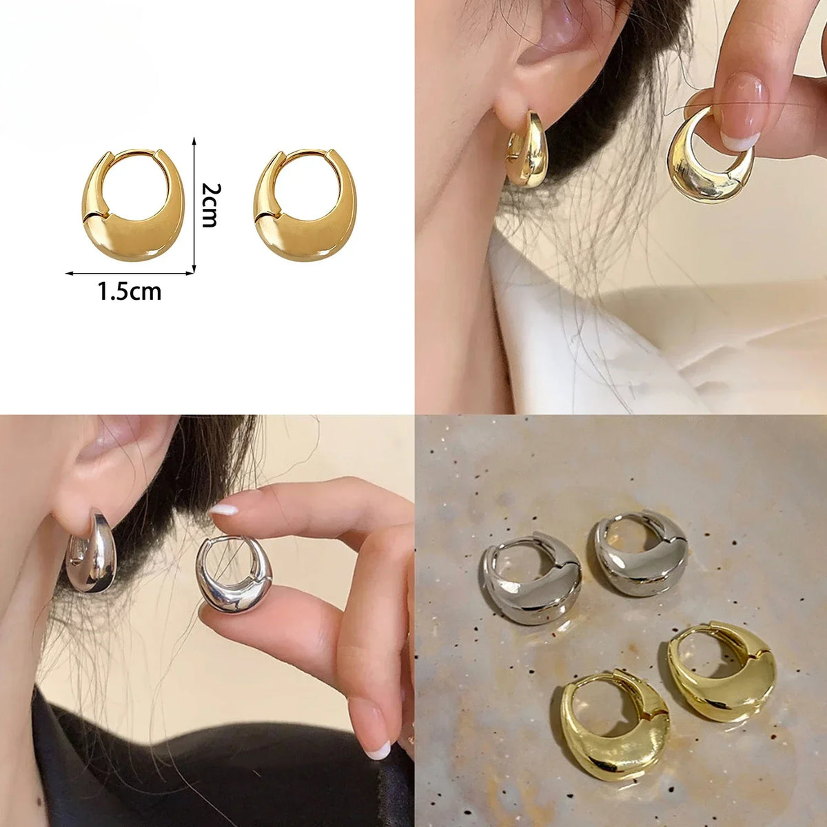 Boucles d'oreilles en anneaux dorés vintage et épais pour femmes