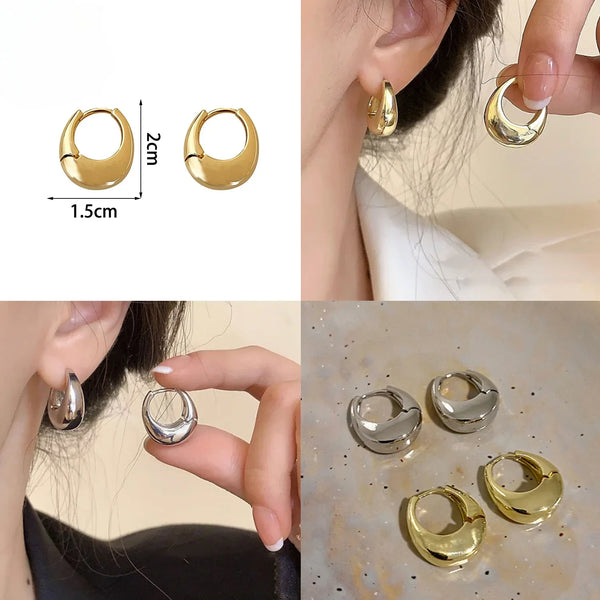 Vintage Gold Chunky Hoop Earrings für Damen