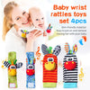 Baby Wrist Rattles and Animal Socks Set for Sensory Development