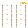 30 pieces of natural wood honey dipper sticks arranged in rows.