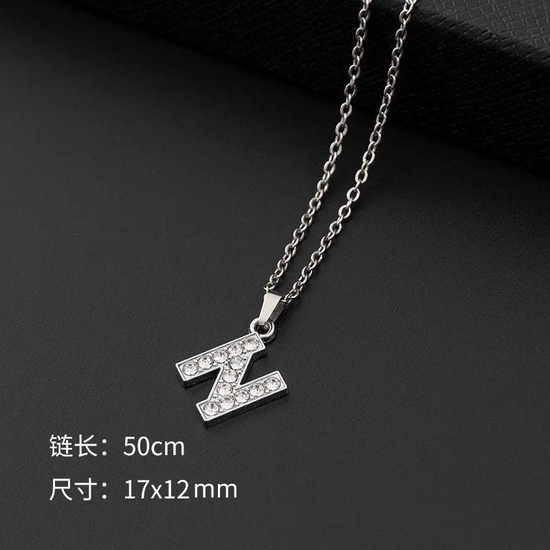 Initial Letter Pendant Necklace with Stainless Steel Chain