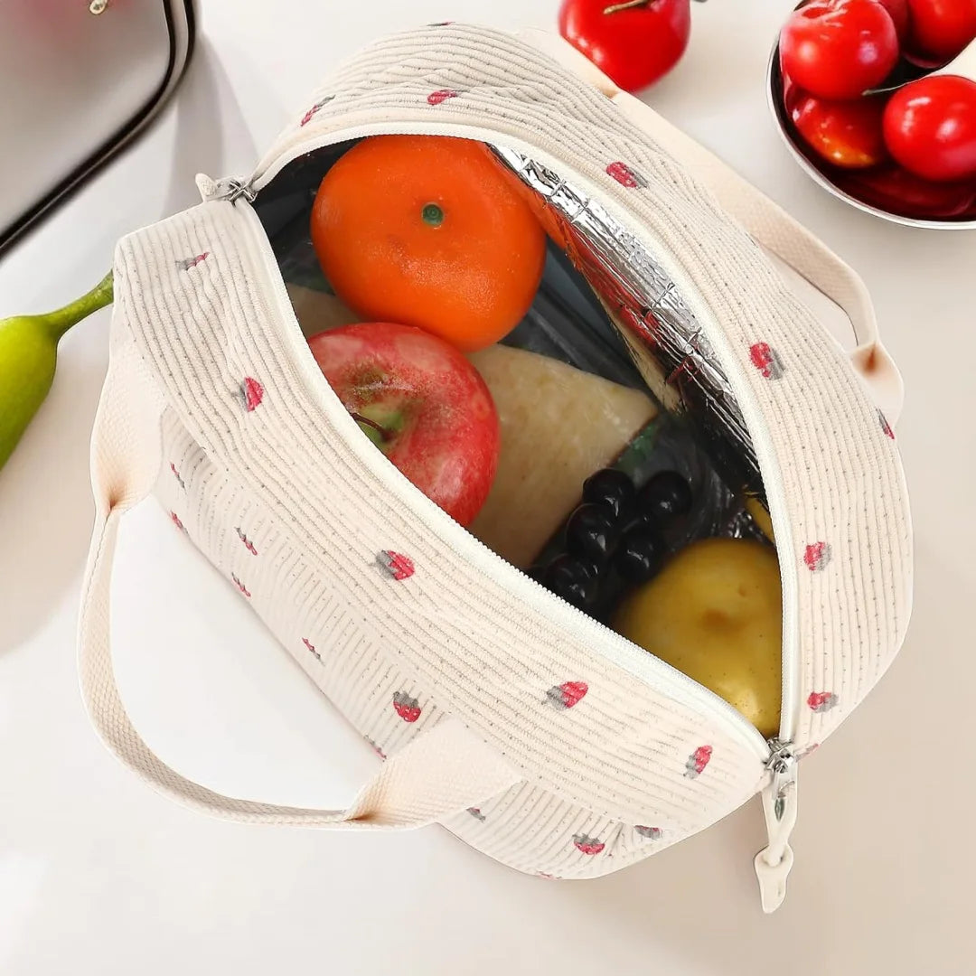 Insulated Corduroy Lunch Bag for Kids and Adults