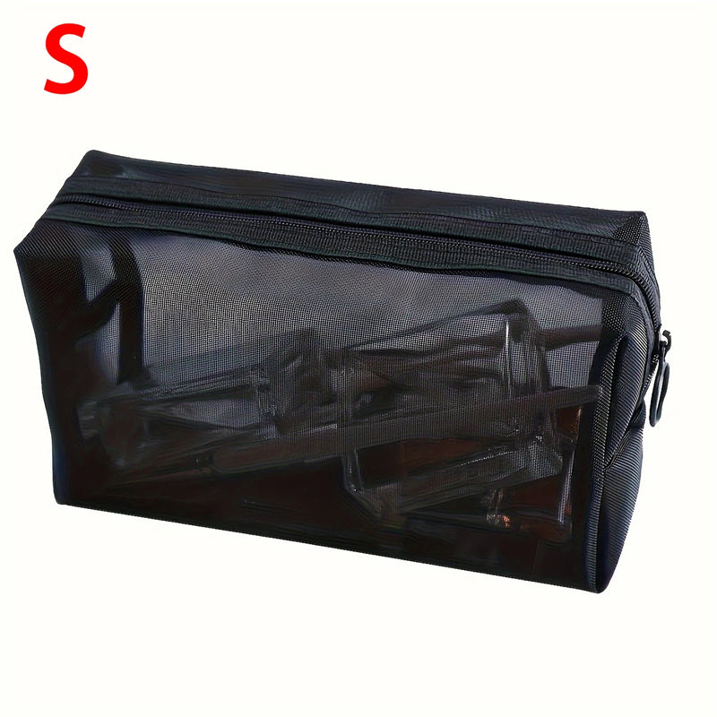 Travel Mesh Cosmetic Bag with Zipper Closure