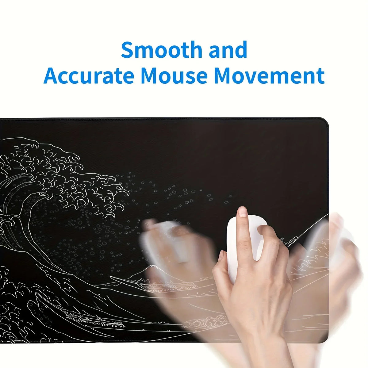 Extended Desk Mouse Pad with Stitched Edges & Non-Slip Rubber Base