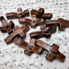 Wooden Pocket Cross with Heart Cutout