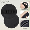 Black exfoliating body scrub gloves with anti-slip finger style and soft material for a painless bath.