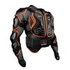 Black and orange motocross armor jacket with impact protection features