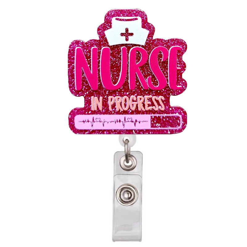 Glitter Acrylic Retractable ID Badge Reel