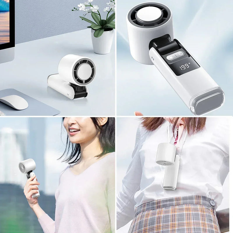 Foldable Mini Turbo Fan with Digital Display