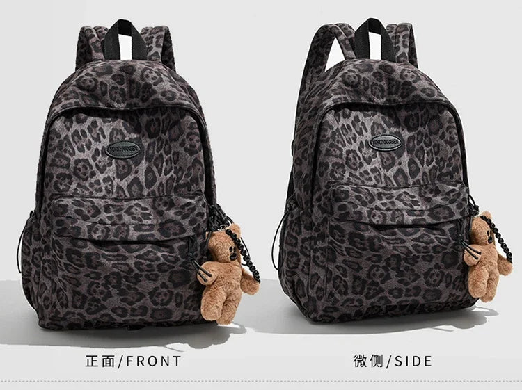 Leopard Print Casual Backpack for School & Daily Use