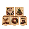 A set of five pearl diamond painting kits featuring Santa, a tree, reindeer, wreath, and stocking in wooden frames.