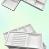 White plastic drawer organizer trays for dental instruments shown in two different configurations.