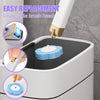 Image showing an easy replacement disposable brush head for a toilet brush kit with a wall-mounted holder.