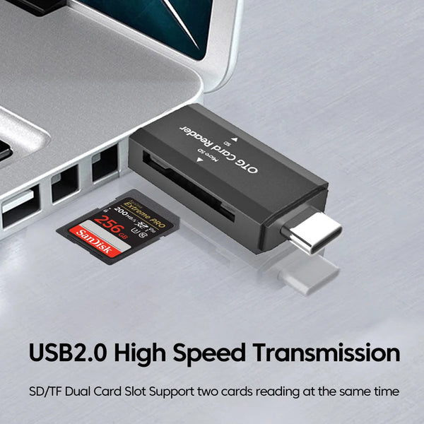 2-in-1 USB-C & USB-A SD/TF Card Reader