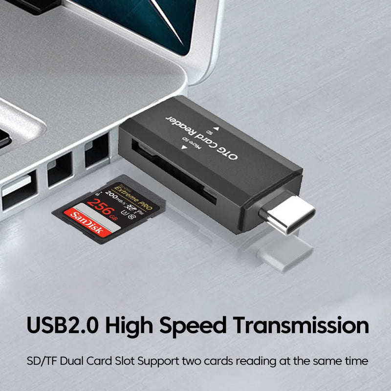 2-in-1 USB-C & USB-A SD/TF Card Reader