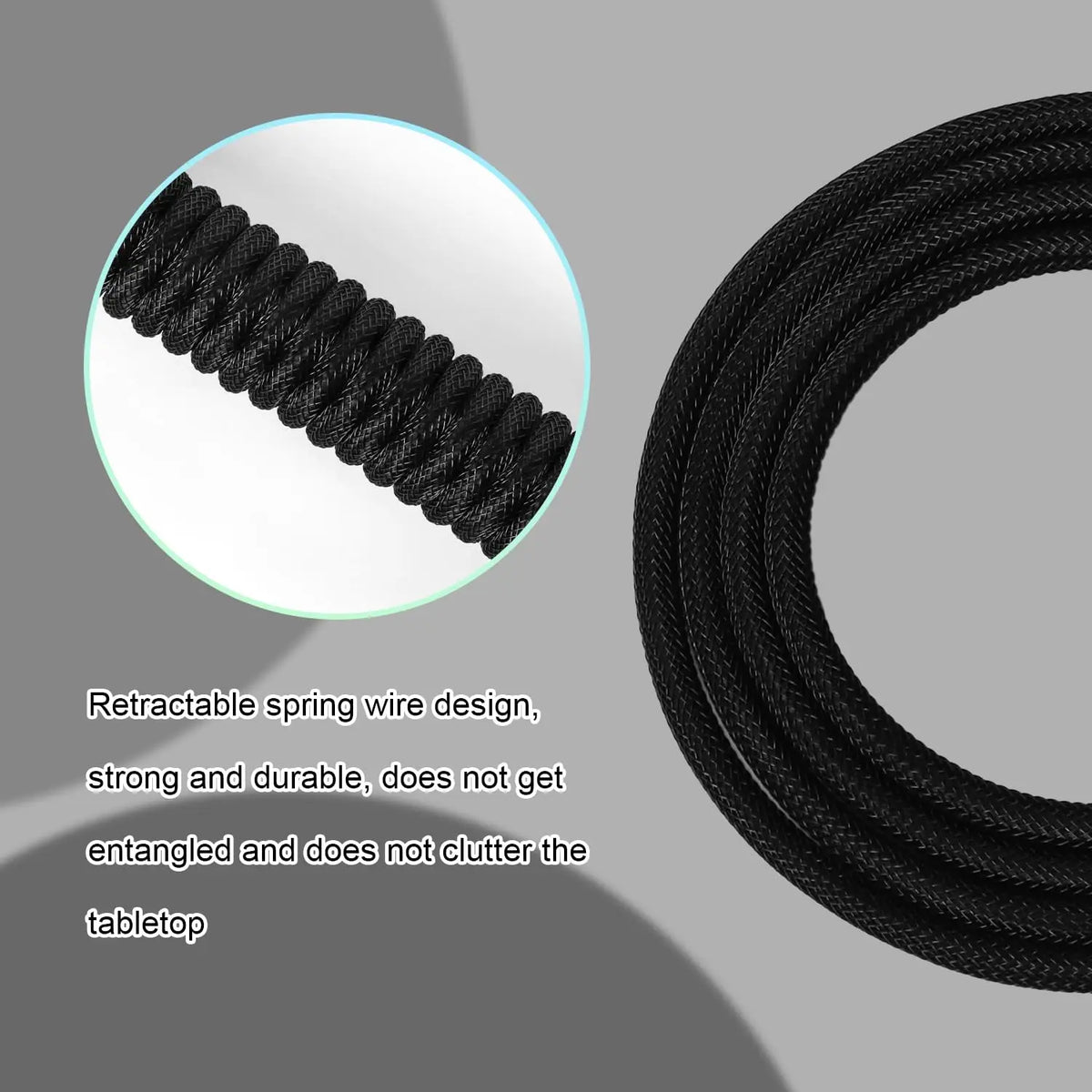 Coiled USB-C Cable for Mechanical Keyboards with Aviator Connector