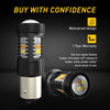A close-up view of a waterproof LED light bulb with a switchback function and a 1 year warranty label.