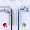 A close-up comparison showing a 2.7cm short lens and a conventional lens for narrow pipe inspection.