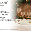 Gold 3-Arm Candelabra with Crystal Bowls for Elegant Table Decor