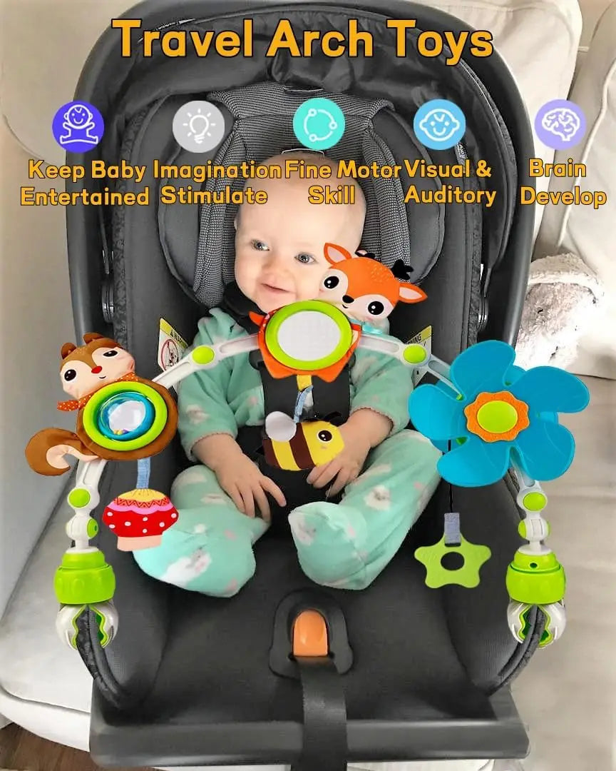 Adjustable Musical Activity Arch Toy for Baby Strollers and Car Seats