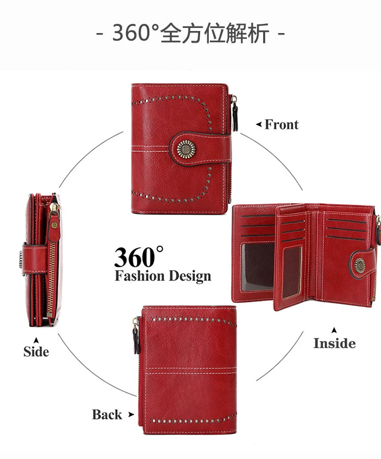 Vintage RFID-Blocking Tri-Fold Wallet with Ample Storage