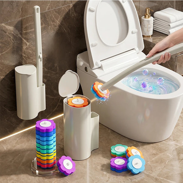 Dual-Use Toilet Brush Set with Holder