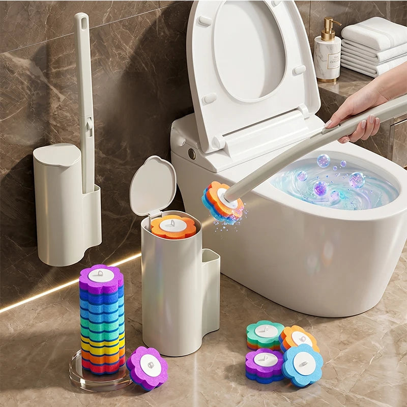 Dual-Use Toilet Brush Set with Holder