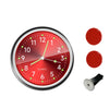 A mini car vent quartz clock with luminous hands shown alongside replacement buttons and a screwdriver.