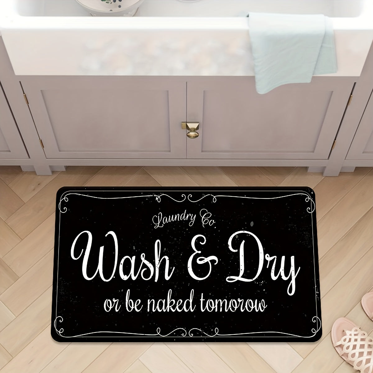 Non-Slip Felt Laundry Room Mat – Washable Runner Rug