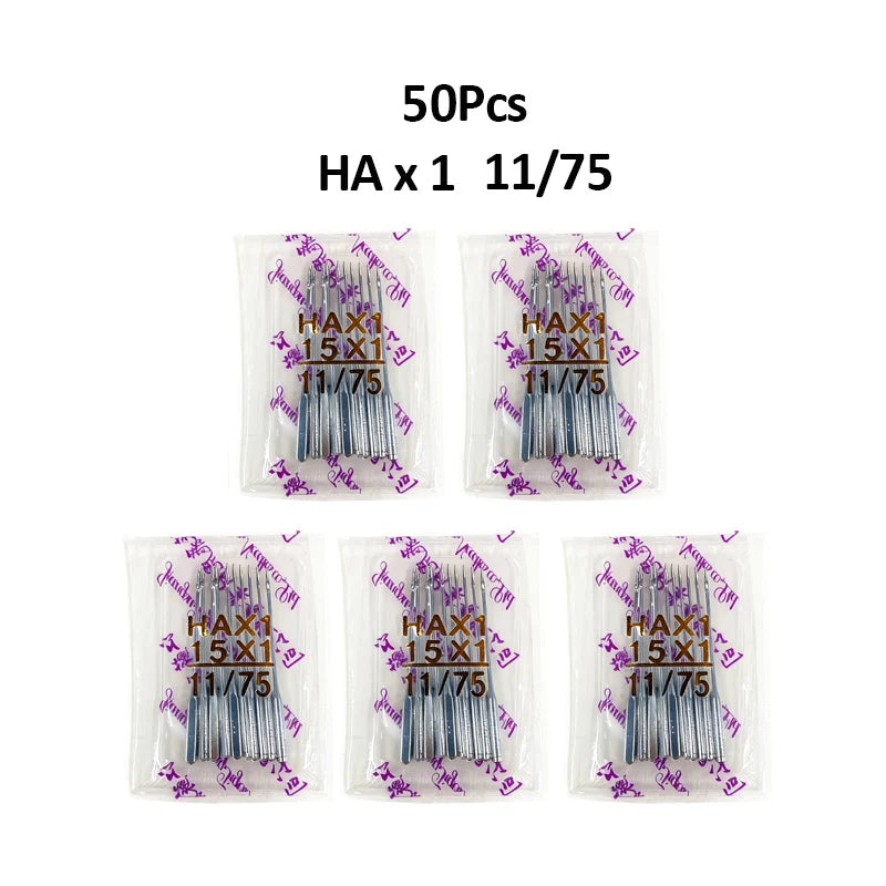 50 pieces of HA x 1 11/75 sewing machine needles in individual plastic packaging