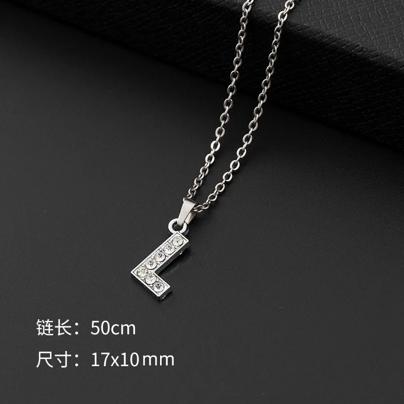 Initial Letter Pendant Necklace with Stainless Steel Chain