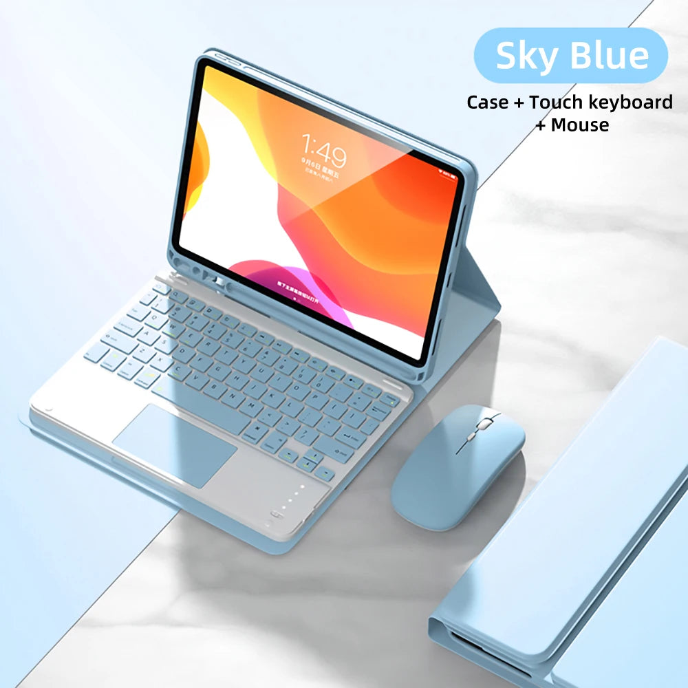 iPad Keyboard Case with Detachable Bluetooth Keyboard and Mouse