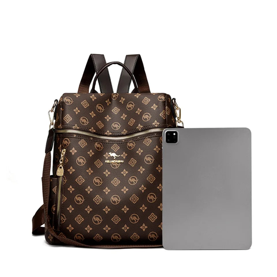 Women's Genuine Leather Backpack with Multiple Pockets