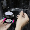 A hand holds a jar of car grease for door tracks and sunroofs, showing the product label.