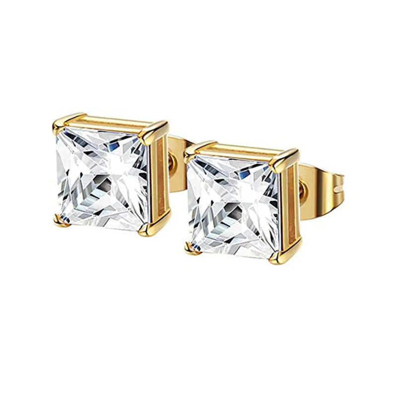 Boucles d'oreilles en acier inoxydable 316L hypoallergéniques avec zircons cubiques