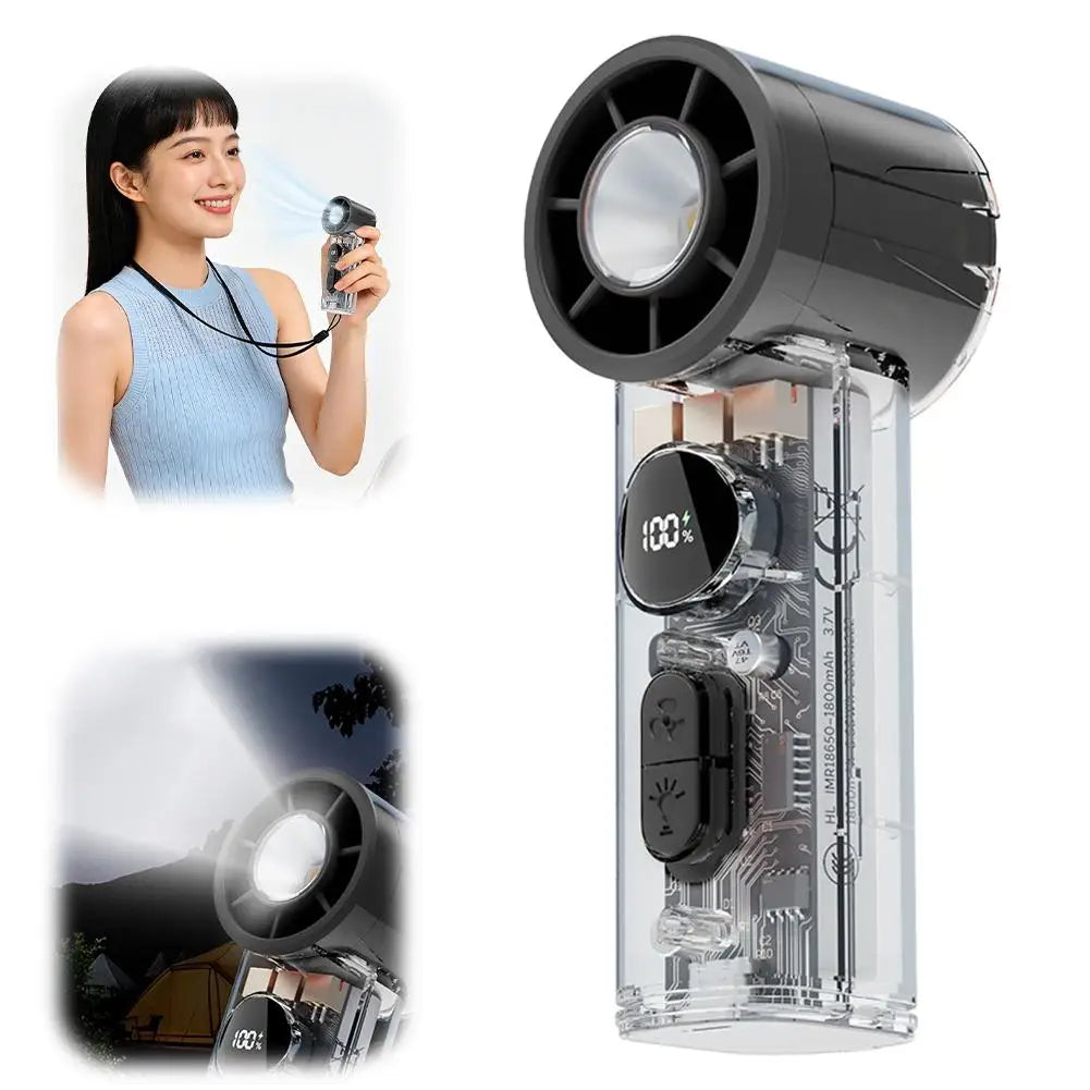 Portabler USB-Ladebarer Handheld-Lüfter mit LED