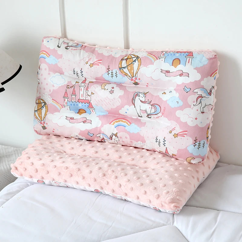 Reversible Baby Pillow with Cartoon Animal Patterns