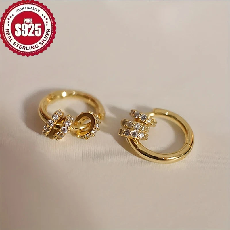 Dainty Gold-Plated Huggie Hoop Earrings with CZ Accents