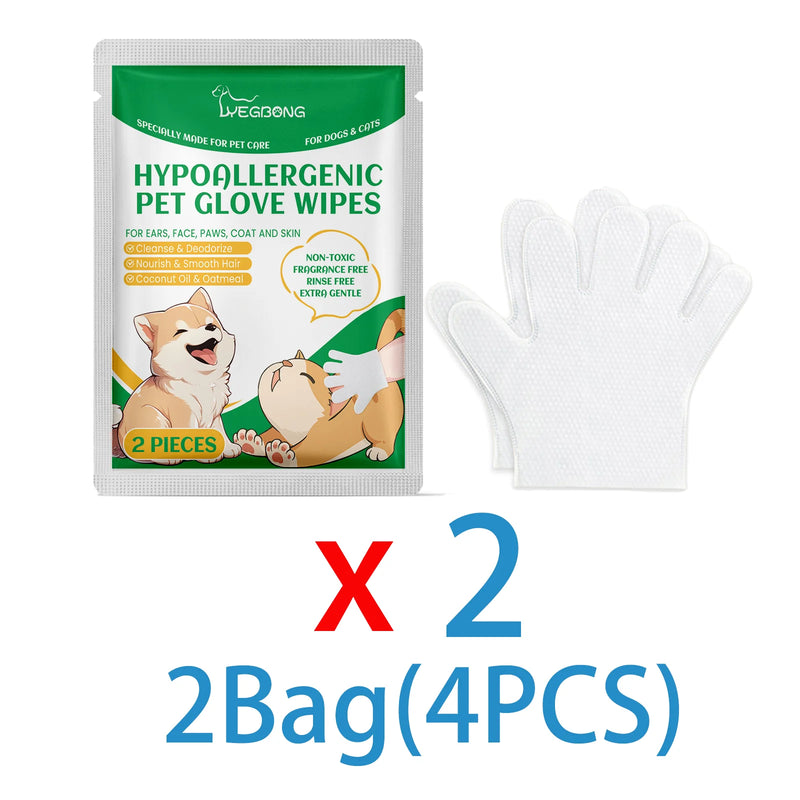 Disposable Pet Cleaning Gloves with Coconut Oil & Glycerin