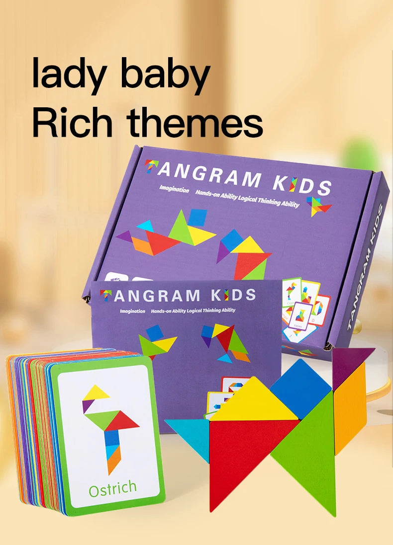 Wooden Tangram Puzzle Set for Kids – Montessori Learning Toy