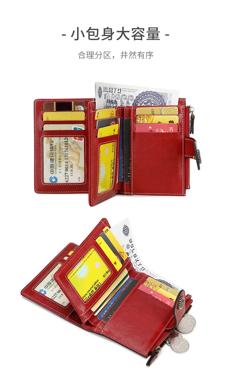 Vintage RFID-Blocking Tri-Fold Wallet with Ample Storage