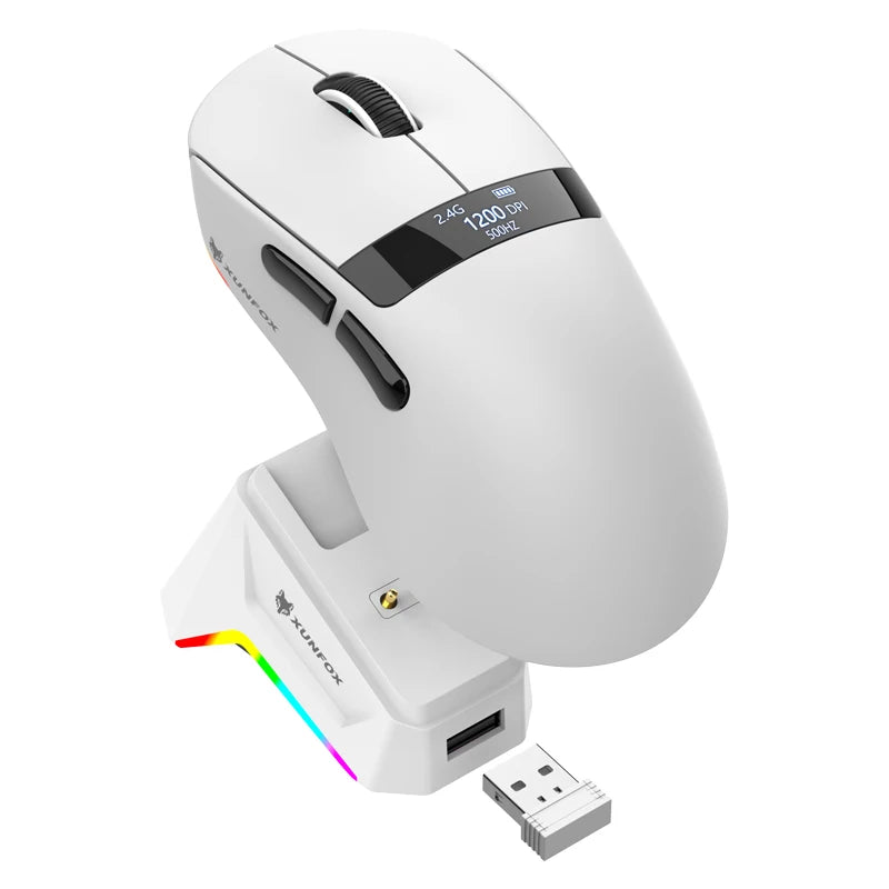 Lightweight Wireless Gaming Mouse with RGB Charging Base
