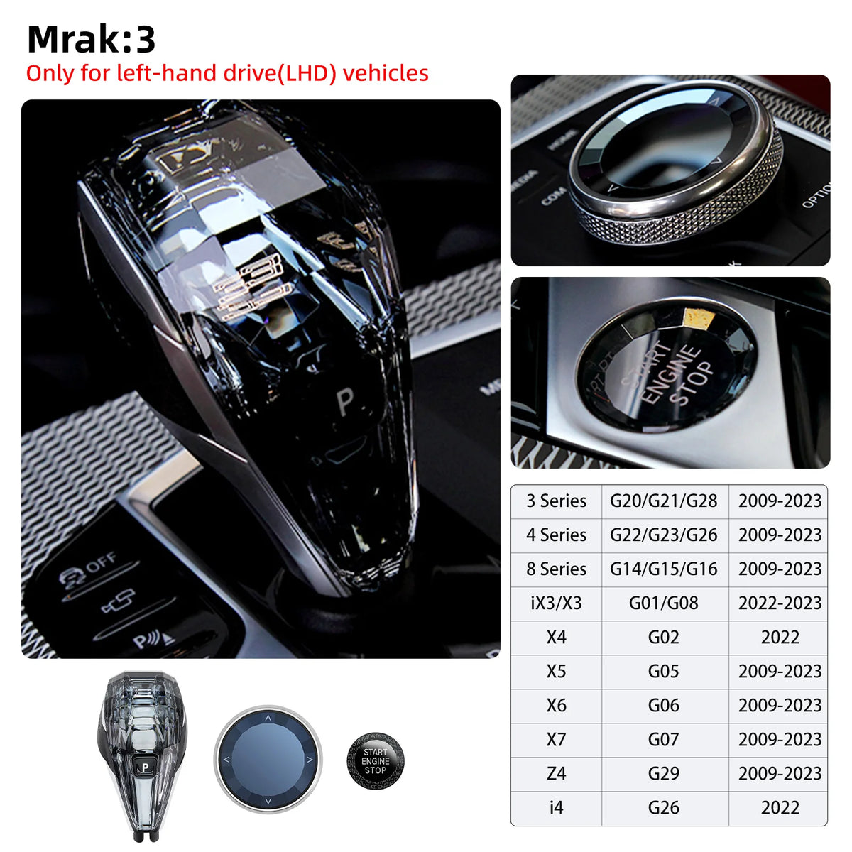 Crystal Gear Shift Knob Set for Select BMW Models