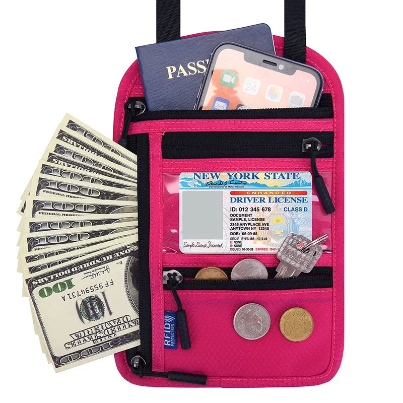 RFID Blocking Neck Wallet for Travel