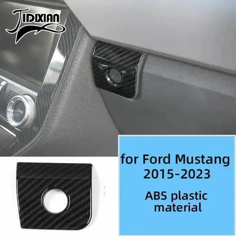 Black carbon fiber grain decorative trim kit for Ford Mustang 2015-2023