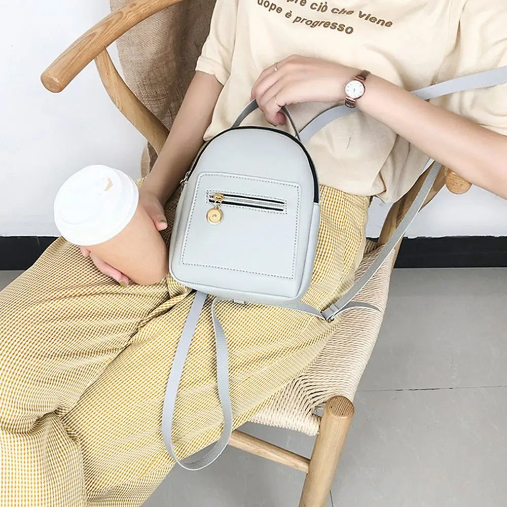Mini Waterproof PU Backpack for Women