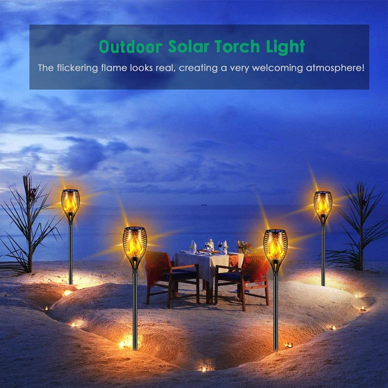 Solar-Powered Flickering Flame Torch Lights