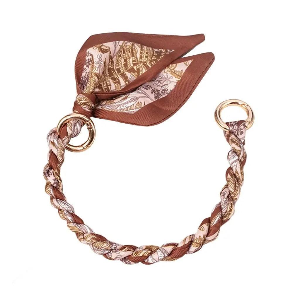 Decorative Silk Scarf Bag Chain with Detachable Bow