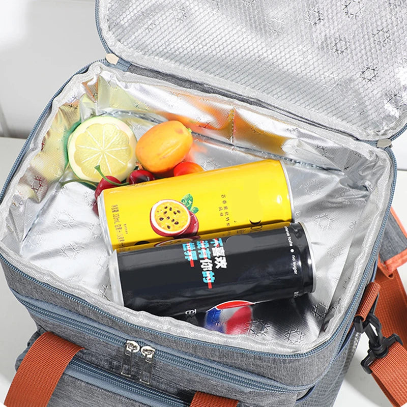 Insulated Double-Decker Lunch Bag with Leakproof Lining