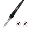 Black soldering iron kit with LCD display and replaceable tips shown diagonally